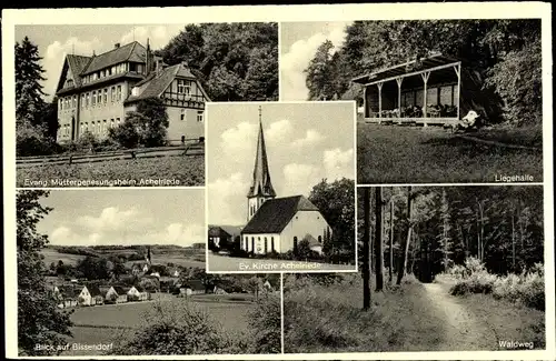 Ak Achelriede Bissendorf in Niedersachsen, Müttergenesungsheim, Liegehalle, Waldweg, Kirche
