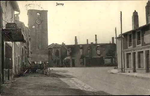 Ak Jarny Lothringen Meurthe et Moselle, Straßenpartie in der Ortschaft, Kriegszerstörungen, I. WK