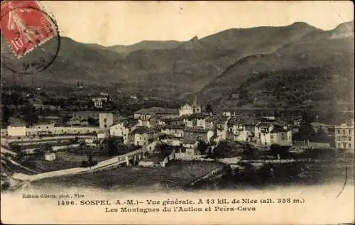 Ak Sospel Alpes Maritimes, Vue generale