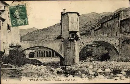 Ak Sospel Alpes Maritimes, Le Pont Vieux