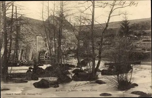 Ak Serein Yonne, Au bords du Serein, Moulin Cherut