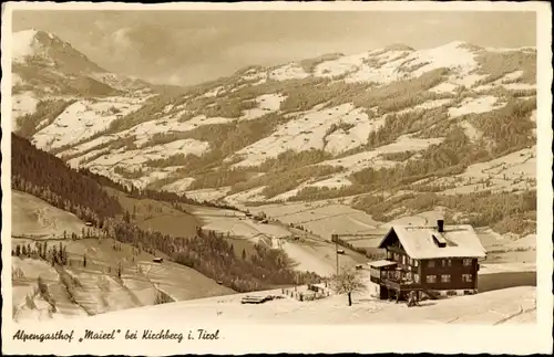 Ak Kirchberg in Tirol, Alpengasthof Maierl, Winterpanorama