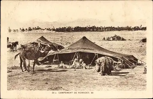 Ak Campement de Nomades, Nomaden, Zelte, Maghreb, Kamele