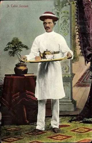 Ak Indien, A Table Servant, indischer Diener