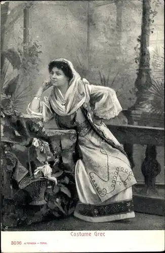 Ak Costume Grec, Frau in griechischer Volkstracht