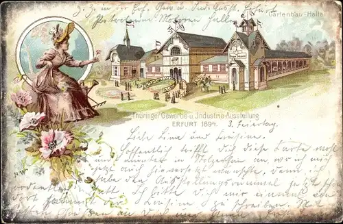 Vorläufer Litho Erfurt in Thüringen, Thüringer Gewerbe und Industrieausstellung 1894, Gartenbauhalle