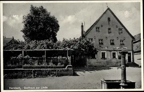 Ak Kersbach Neunkirchen am Sand Mittelfranken, Gasthaus zur Linde, Schiffers Gasthaus, Brunnen