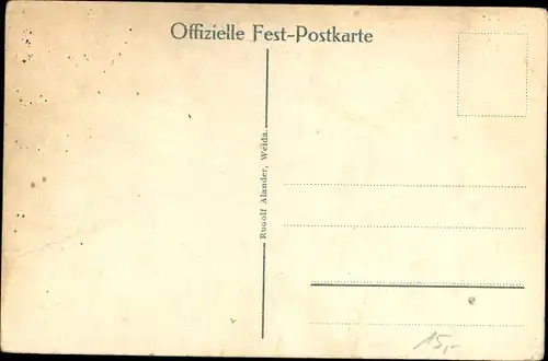 Ak Weida in Thüringen, Schloss Osterburg, Blick auf den Ort, Heimatfest 1914, Reklame, Carl Niese