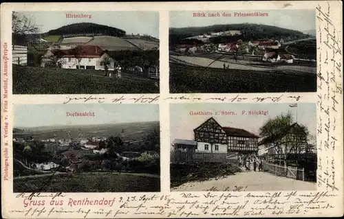 Ak Renthendorf in Thüringen, Hirtenberg, Friessentäler, Dorfansicht, Gasthaus zum Stern