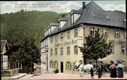 Ak Muggendorf Wiesenttal Fränkische Schweiz, Gasthof zum goldenen Stern, Kutsche