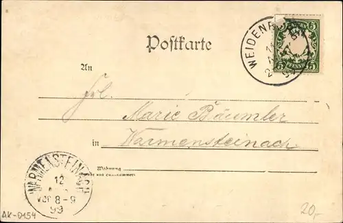 Litho Rosenhammer Weidenberg Oberfranken, Baum, Teilansicht, Gasthaus