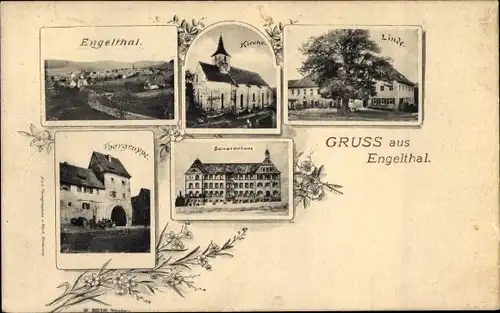 Ak Engelthal in Mittelfranken Bayern, Kirche, Linde, Sanatorium, Torgruppe