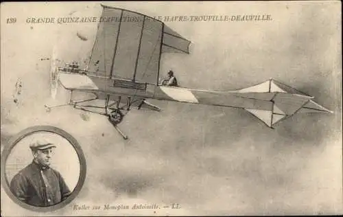 Ak Trouville Deauville Calvados, Le Havre, Grande Quinzaine d'Aviation, Kuller, Monoplan Antoinette
