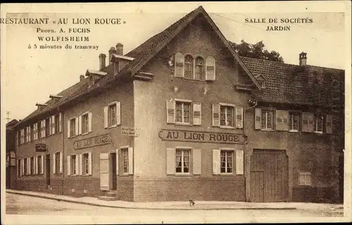 Ak Wolfisheim Elsass Bas Rhin, Restaurant Au Lion Rouge, Propr. A. Fuchs
