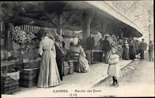 Ak Cannes Alpes Maritimes, Marché aux fleurs