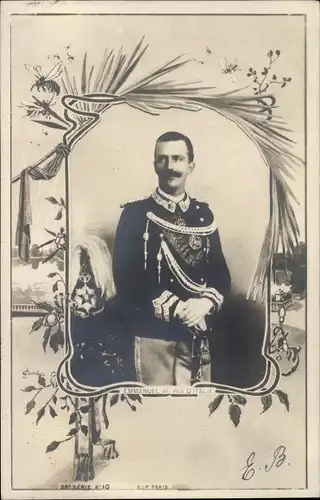 Passepartout Ak Vittorio Emanuele III., König Viktor Emanuel III. von Italien, Portrait