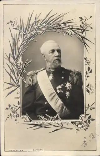 Passepartout Ak König Oskar II. von Schweden und Norwegen, Portrait