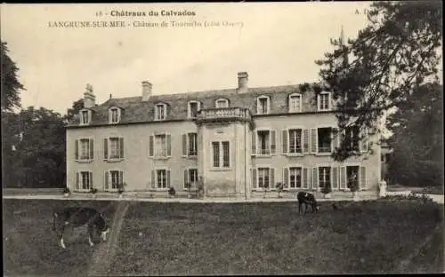 Ak Langrune Calvados, Château de Tournebu, côté Ouest, Kühe