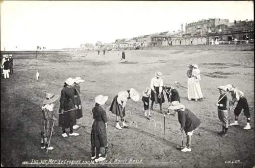 Ak Luc sur Mer Calvados, Le Croquet sur la Plage à Marée basse