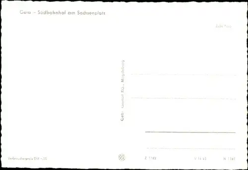 Ak Gera in Thüringen, Südbahnhof am Sachsenplatz