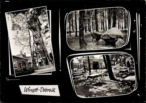 Ak Dobrock Wingst in Niedersachsen, Deutscher Olymp, Fernsichtsturm, Hünengrab