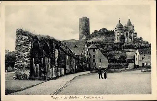 Ak Mayen in der Eifel, Burgfrieden u. Genovevaburg