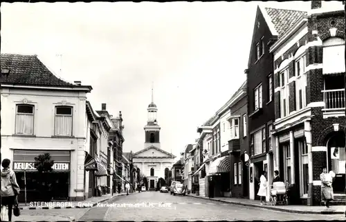 Ak Steenbergen Nordbrabant Niederlande, Grote Kerkstraat met N. H. Kerk