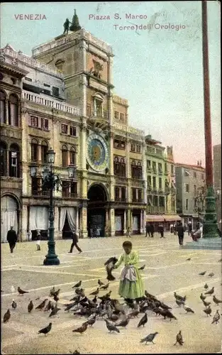 Ak Venezia Venedig Veneto, Piazza S. Marco, Torre dell' Orologio