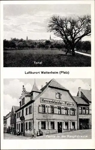 Ak Wattenheim im Pfälzer Wald, Totale, Hauptstraße, Herrenkleider Fabrik