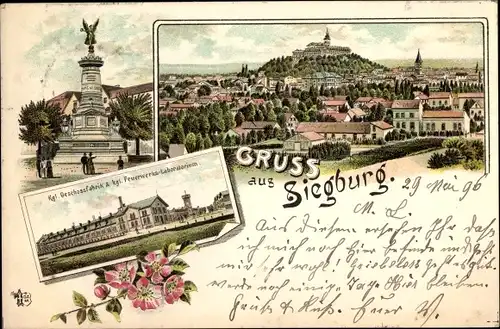 Vorläufer Litho Siegburg an der Sieg, Kgl. Geschossfabrik und Feuerwerkslaboratorium, Denkmal, 1895