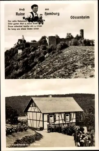 Ak Gössenheim in Unterfranken, Weinschenke an der Ruine Homburg