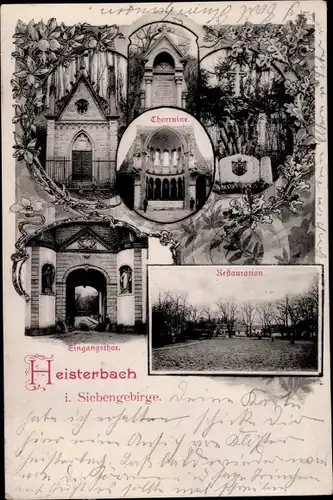 Ak Königswinter am Rhein, Kloster Heisterbach im Siebengebirge, Chorruine, Eingangstor, Restauration