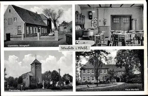 Ak Merfeld Dülmen im Münsterland, Pfarrkirche, Haus Merfeld, Gaststätte Böinghoff, Innenansicht