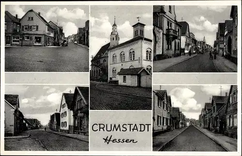 Ak Crumstadt Riedstadt Hessen, Straßenpartie, Rathaus, Lebensmittelgeschäft