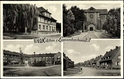 Ak Langenbochum Herten im Ruhrgebiet, Schwesternheim, Kath. Kirche, Siebenbürgen Siedlung