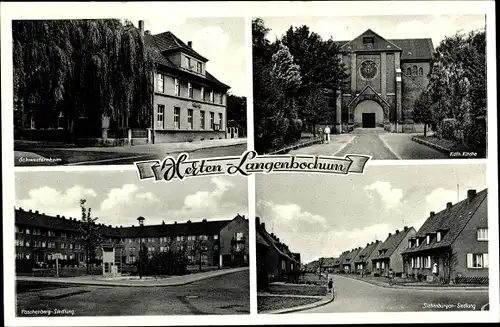 Ak Langenbochum Herten im Ruhrgebiet, Schwesternheim, Kath. Kirche, Siebenbürgen Siedlung