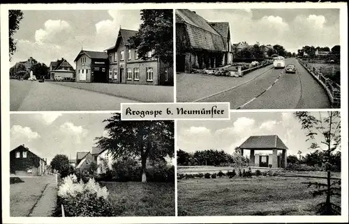 Ak Krogaspe am Ochsenweg in Schleswig-Holstein, Ortspartien, Gasthaus, Gefallenen-Denkmal