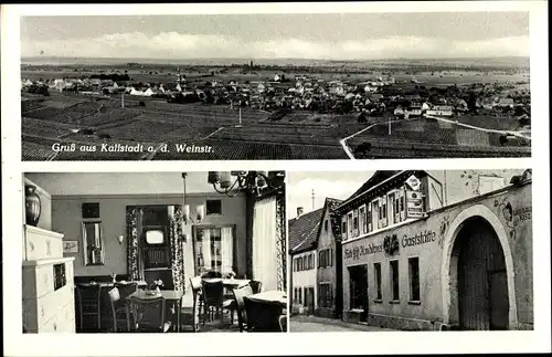 Ak Kallstadt in der Pfalz, Gesamtansicht, Café Konditorei Gaststätte, Innenräume