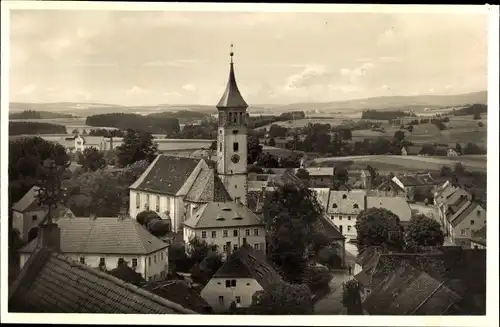 Ak Floß in der Oberpfalz, Evangelische Johanneskirche, Blick auf den Ort