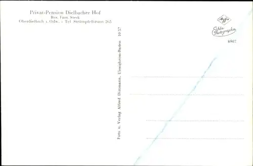 Ak Oberdielbach Waldbrunn im Odenwald, Ittertalsperre, Pension Steck, Innenansicht