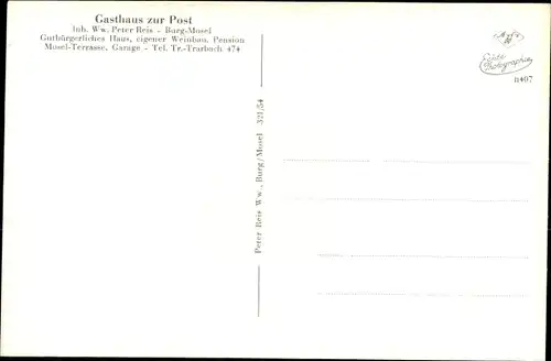 Ak Burg an der Mosel, Gasthaus zur Post