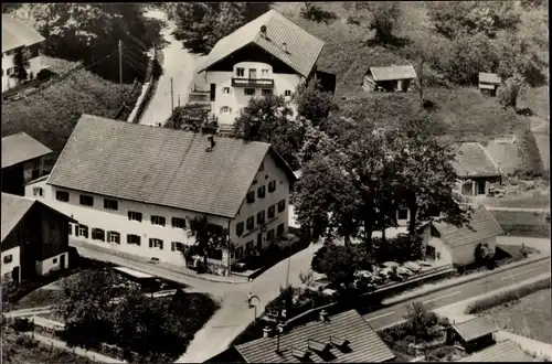 Ak Saulgrub in Oberbayern, Gasthof Zur Post, Fliegeraufnahme