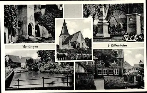 Ak Nettlingen Söhlde in Niedersachsen, Kriegerehrung, Kirche, Schule