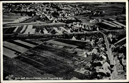 Ak Maximiliansau Wörth am Rhein, Fliegeraufnahme, Gesamtansicht