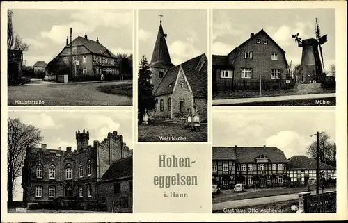 Ak Hoheneggelsen Söhlde in Niedersachsen, Mühle, Gasthaus, Burg, Hauptstraße, Wehrkirche