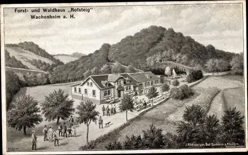 Künstler Ak Wachenheim an der Weinstraße, Forsthaus, Waldhaus Rotsteig