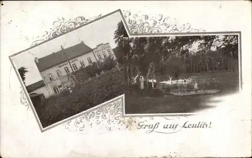 Ak Leulitz Bennewitz in Sachsen, Gasthof Leulitz, Badesee