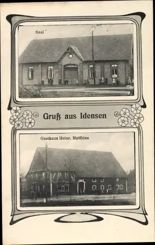 Jugendstil Passepartout Ak Idensen in Niedersachsen, Gasthaus von H. Matthias, Saal