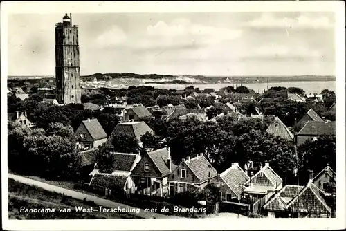 Ak West Terschelling Friesland Niederlande, Panoraa met de Brandaris