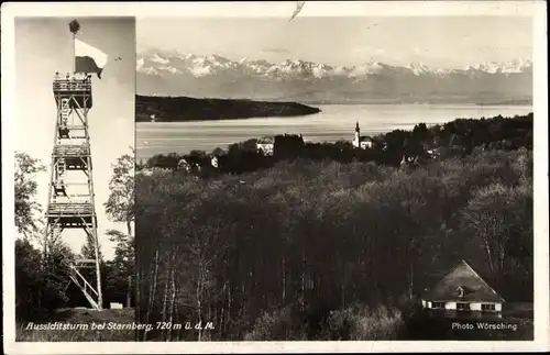 Ak Starnberg in Oberbayern, Aussichtsturm bei der Waldgaststätte der Kgl. priv. Schützengesellschaft